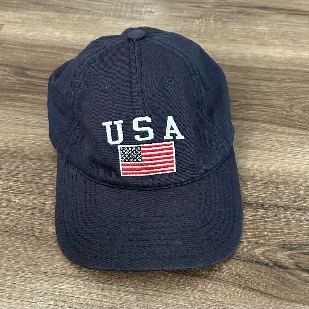 USA Embroidered Flag Baseball Cap - Navy